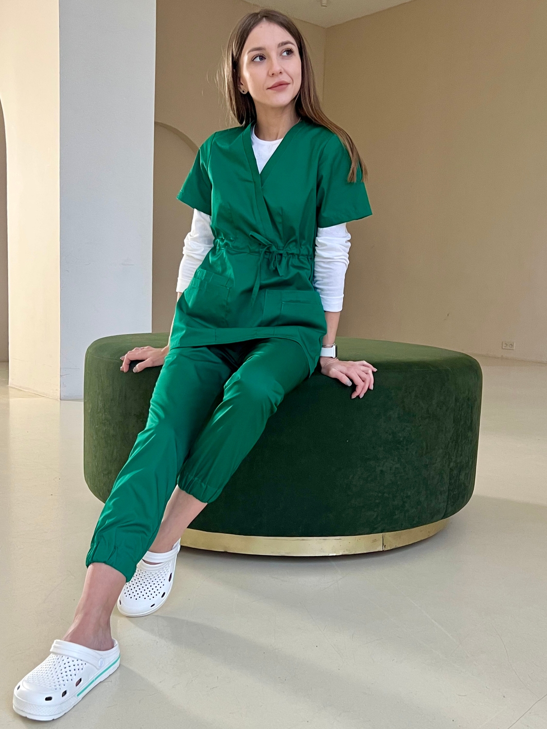 Медичний костюм жіночий зелений 22-07
