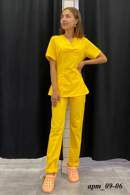 Жіночий медичний костюм хірургічний 09-06 жовтий, Жовтий, 42