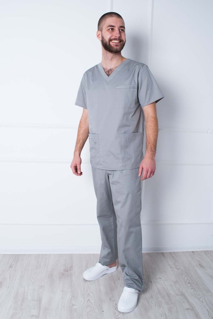Мужской хирургический костюм 14-02 серый