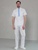 Чоловічий медичний костюм 14-03 білий з блакитним оздобленням