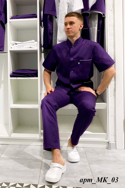 Мужской медицинский костюм МК-03 фиолетовый
