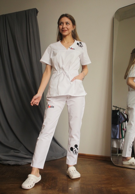 Жіночий хірургічний костюм 19-01 білий Мікі