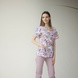 Медицинская куртка 14-01 с принтом фиолетовый фламинго