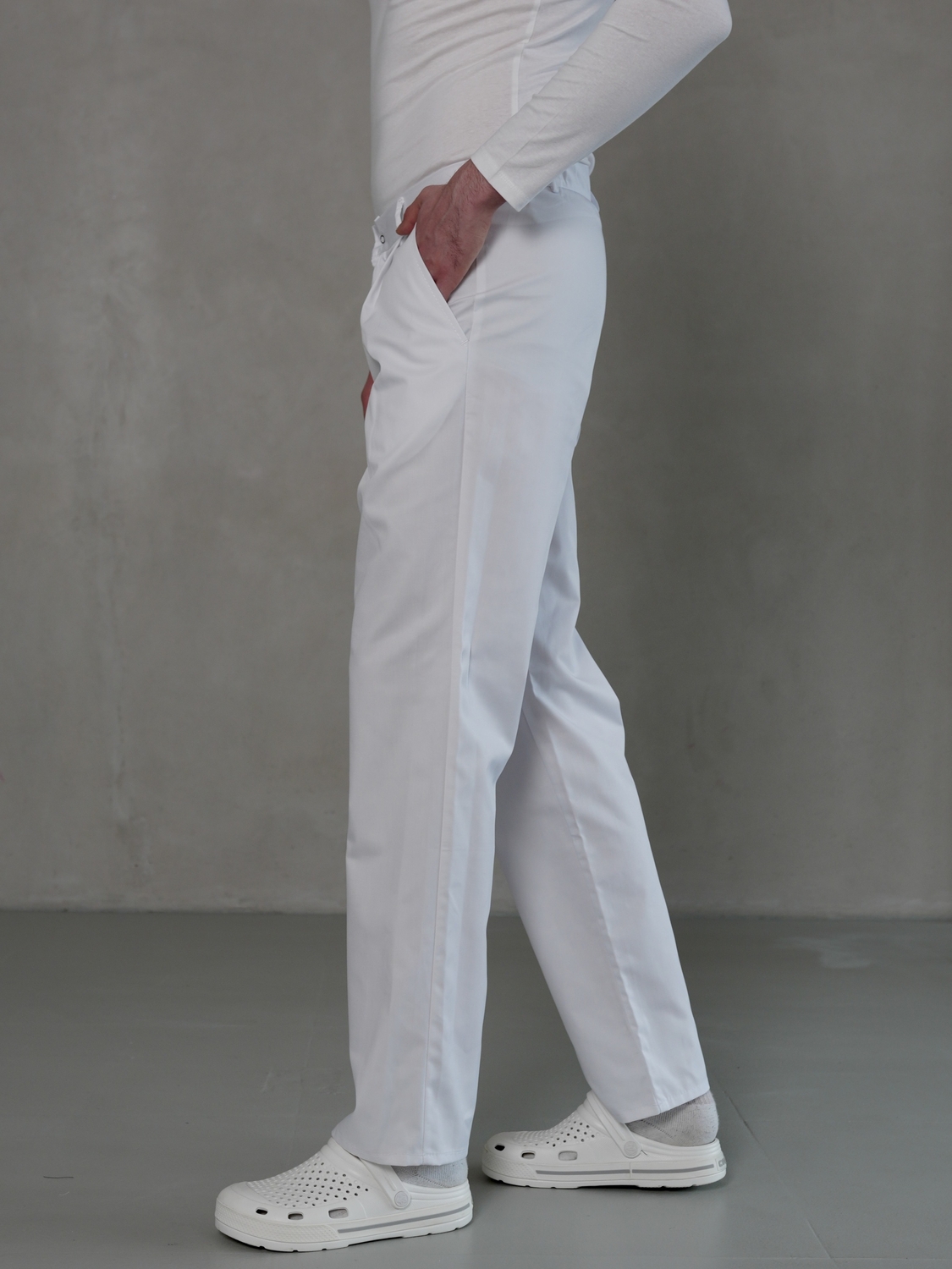Чоловічі медичні брюки білі МШ-05