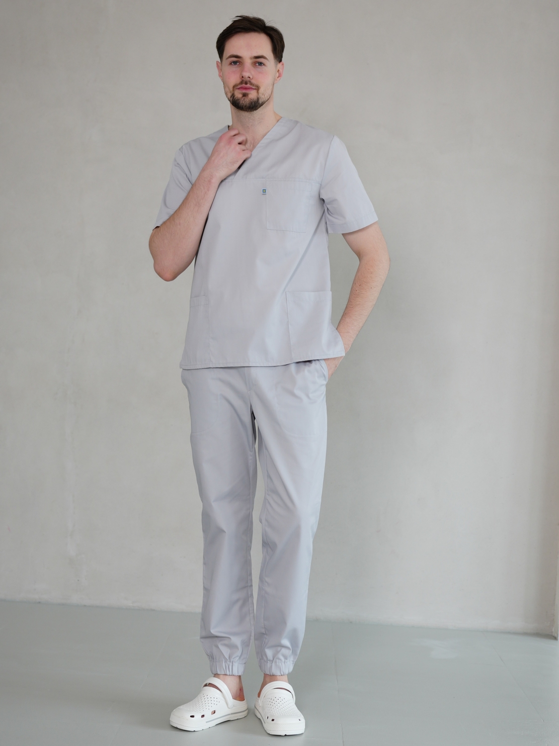 Мужской хирургический костюм 19-06 серый