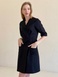 Жіночий медичний халат на запах 10-03 чорний з вишивкою