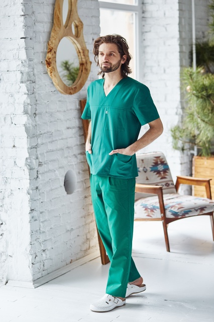 Зеленый хирургический костюм 13-06