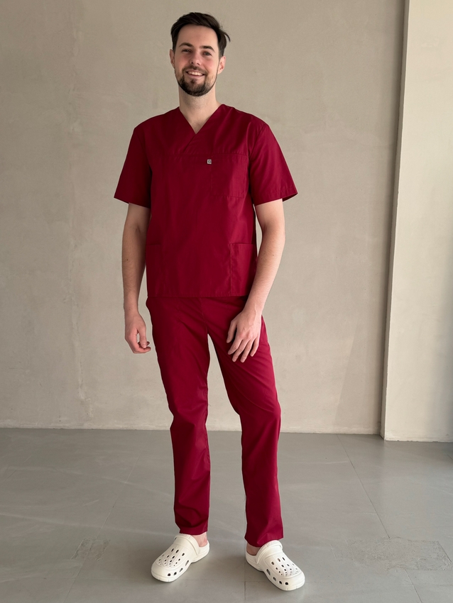 Чоловічий хірургічний костюм 13-06 бордовий