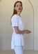 Медицинский костюм с поясом женский белый 20-02