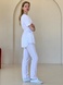 Медицинский костюм с поясом женский белый 20-02