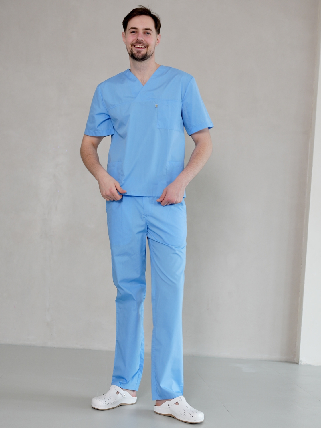 Мужская хирургическая куртка 13-06 голубая