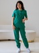 Женский медицинский костюм тёмно-зелёный на завязках 19-09