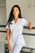 Женский медицинский костюм на запах с рюшами 20-01 белый