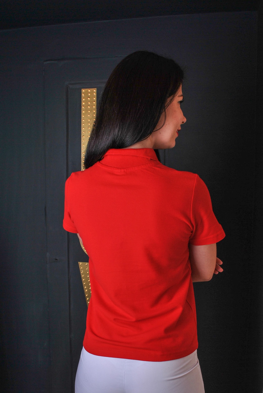 Жіноча футболка-поло з коротким рукавом червона