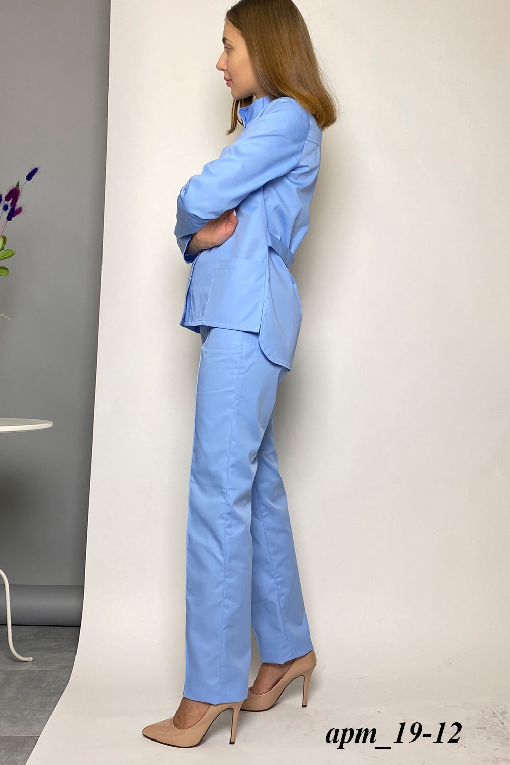 Женский медицинский костюм с длинным рукавом 19-12 голубой