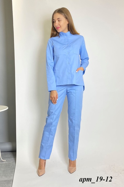 Жіночий медичний костюм з довгим рукавом 19-12 блакитний