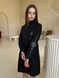 Жіночий медичний халат 17-02 чорний з вишивкою Магнолія