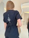 Медицинская куртка женская черная с вышивкой Лотос 14-01