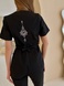 Медична куртка жіноча чорна з вишивкою Лотос 14-01