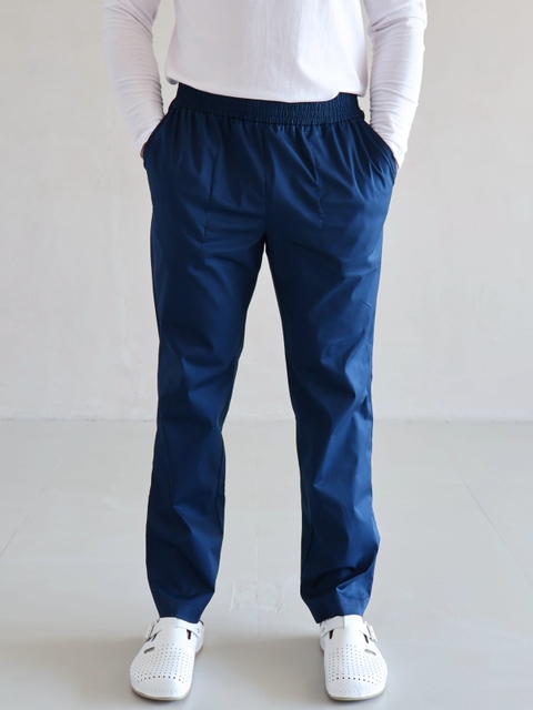 Медичні брюки чоловічі темно-сині з еластаном 24-08