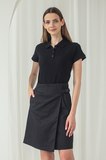 Жіноча футболка-поло з коротким рукавом чорна