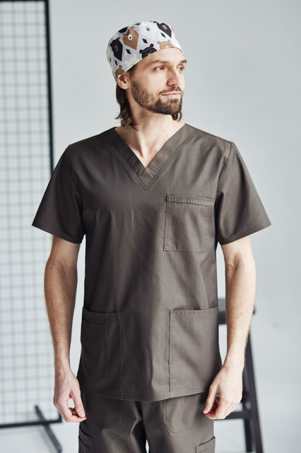 Чоловічий хірургічний костюм 14-02 коричневий