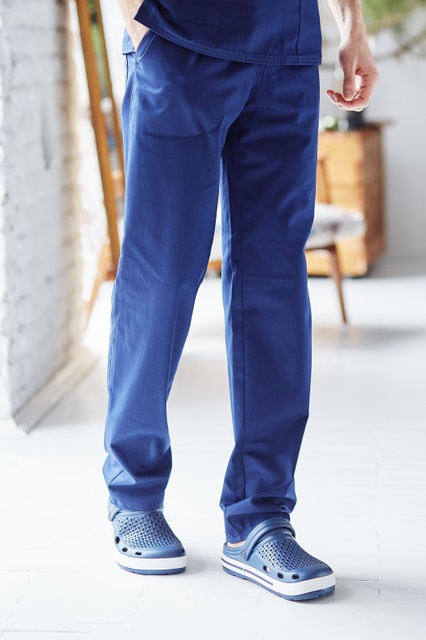Чоловічі медичні брюки на резинці 20-07 сині