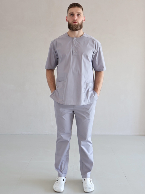 Хірургічний костюм чоловічий сірий з еластаном 24-06
