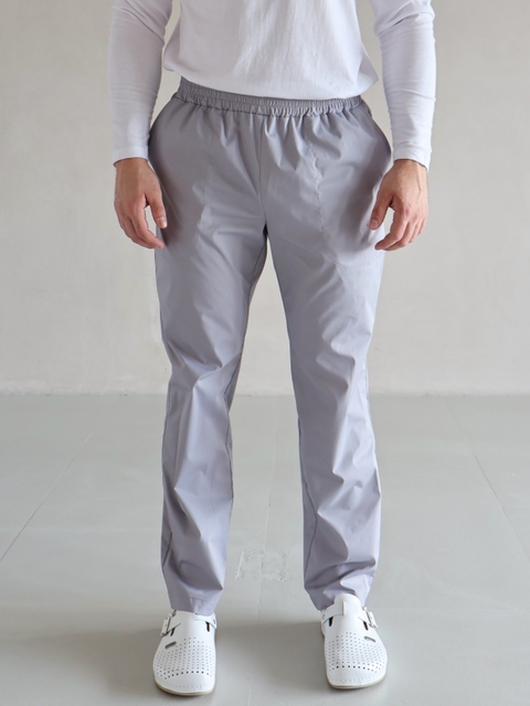 Медицинские брюки мужские серые с эластаном 24-08