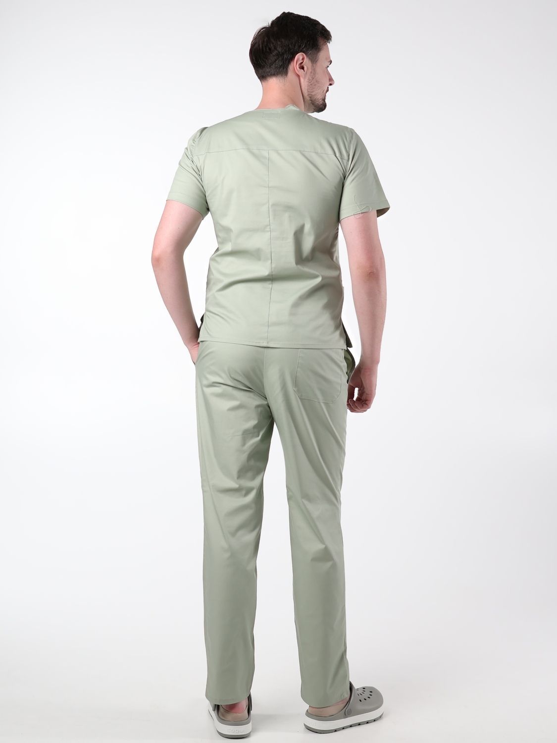 Хирургический костюм мужской со спандексом фисташковый 24-12 | Швецька марка