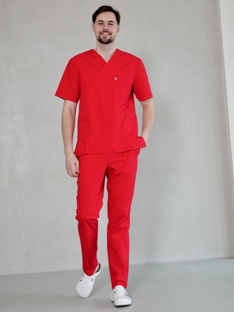 Хірургічний костюм чоловічий червоний 13-06