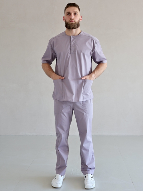 Хирургический костюм мужской пыльная роза с эластаном 24-06
